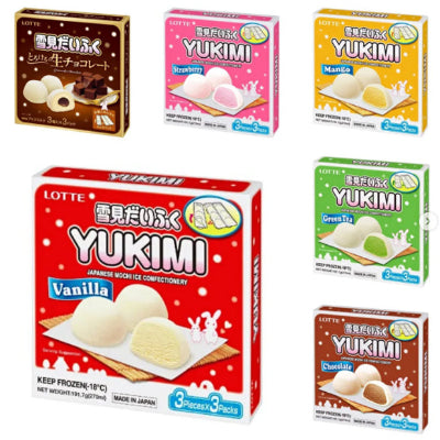 乐天雪见大福家庭装包装盒，含香草草莓抹茶等多口味，共 9 颗独立包装