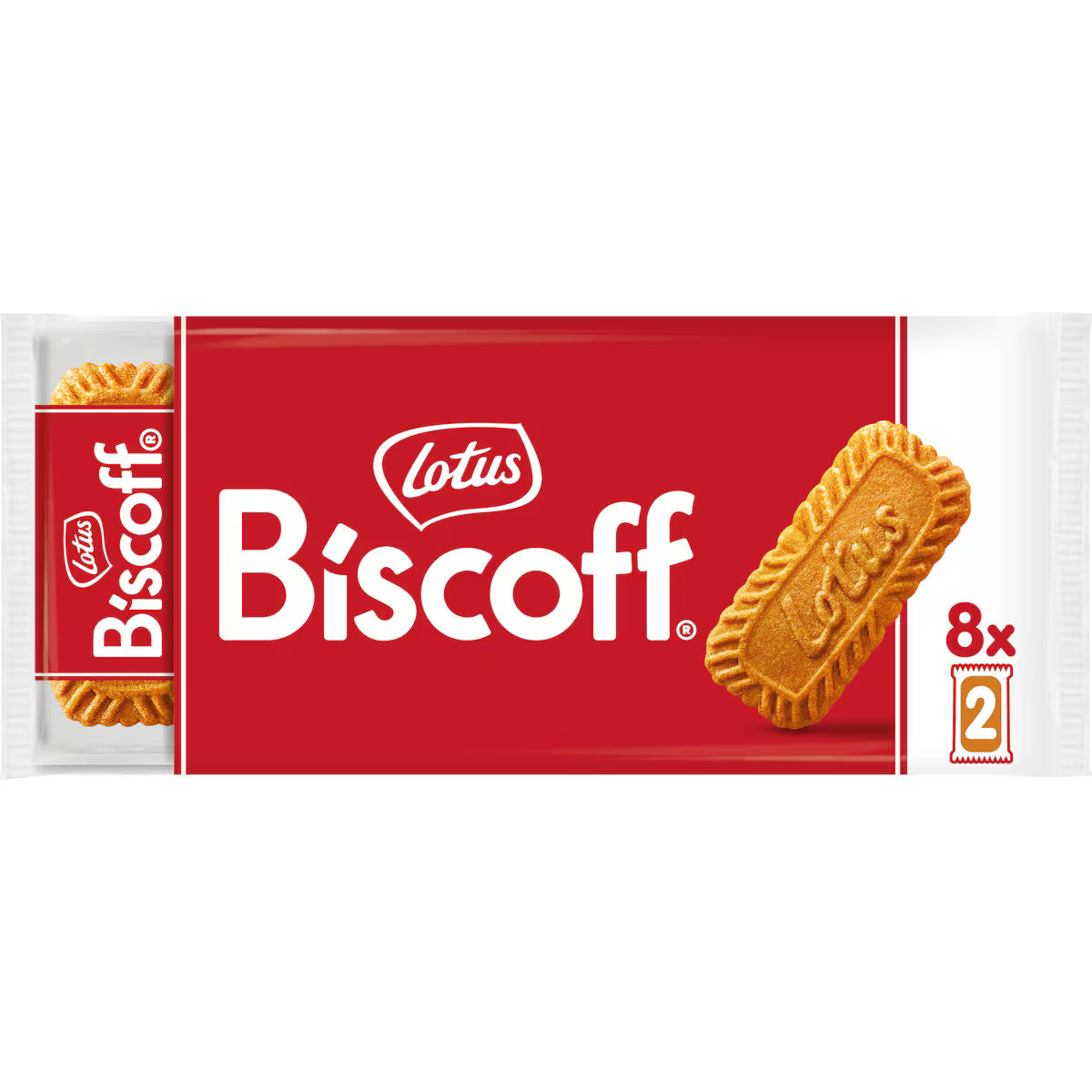 Lotus Biscoff 焦糖饼干独立小包装展示，适合放入书包或抽屉随时补充能量