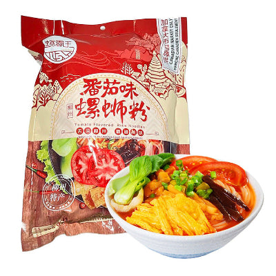 螺霸王番茄味螺蛳粉单袋包装，酸甜清爽口味速食米粉