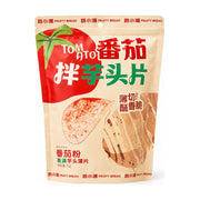 路小漫番茄拌芋头片76g袋装正面图，包装上有番茄图案和薄切酥香脆字样。