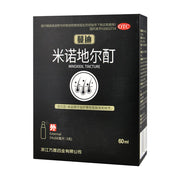 蔓迪米诺地尔酊 60ml 黑色包装盒正面，显示 OTC 标识、适应症说明及外用图标。