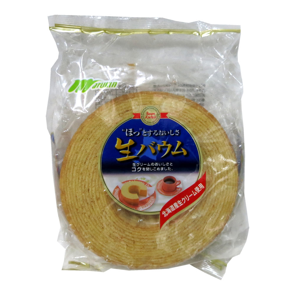 玛露肯生年轮蛋糕独立包装展示，呈现层层烘烤的紧实纹理与湿润质感