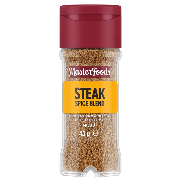 Master Food 牛扒粉调味瓶正面图，棕色标签显示产品名