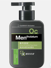 曼秀雷敦男士控油冰爽洁面泡沫 150mL 瓶身正面图，展示泵头设计与产品包装