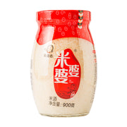 米婆婆甜香酒酿 900g 玻璃瓶装正面图，红色瓶盖与标签清晰可见。