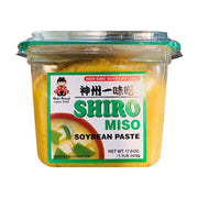 神州一白味增酱盒装正面图，包装上印有 SHIRO MISO 字样及味增汤示意图。