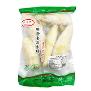 明发家乡味冷冻去壳茭白 400g 包装正面，展示鲜甜脆嫩的免洗食材