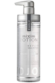 MIXIM POTION 觅籍氨基酸修护洗发水正面图，银色泵头透明瓶身，标签显示 Jojoba Oil 成分。
