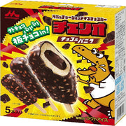 森永 Cherio 香草巧克力冰淇淋棒家庭装，外层脆皮内含整块板巧，5 支入包装正面图