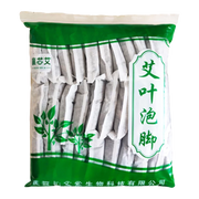 艾叶泡脚包标准装正面包装图，绿色袋身印有“艾叶泡脚”字样及内部独立小包展示。