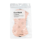 MUMUSO 木槿生活粉色猫咪图案遮光睡眠眼罩，透明包装袋展示，印有 Eye Mask 字样。