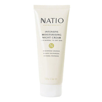 NATIO 深层保湿晚霜白色软管包装正面图，展示品牌标识与产品容量信息