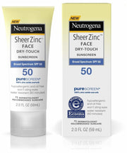 露得清矿物防晒霜 SPF50 正面瓶身图，白色包装，敏感肌专用