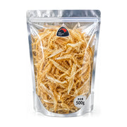 新西兰金钩翅边500g透明自立袋包装，展示内部金黄色干货食材，包装正面带有New Zealand Made品牌标识及净含量500g字样。