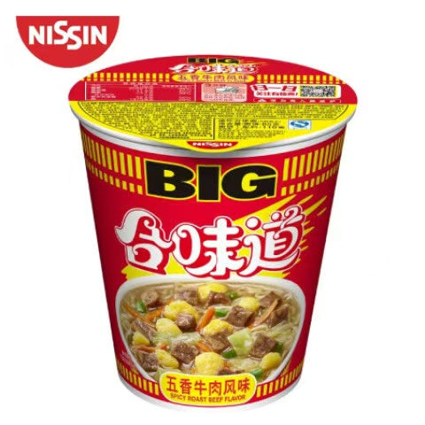 日清合味道 BIG 大杯装五香牛肉风味杯面正面包装图