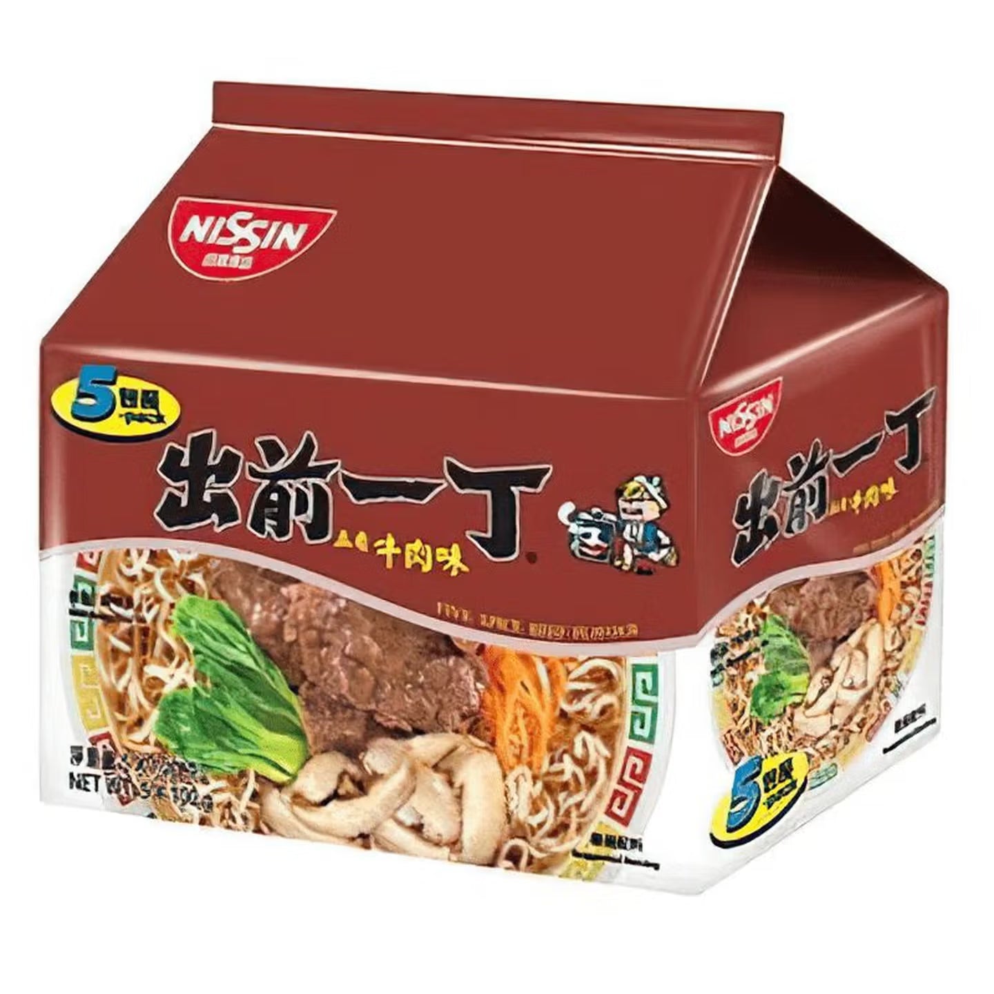 日清出前一丁五香牛肉味方便面包装，浓郁肉香速食面