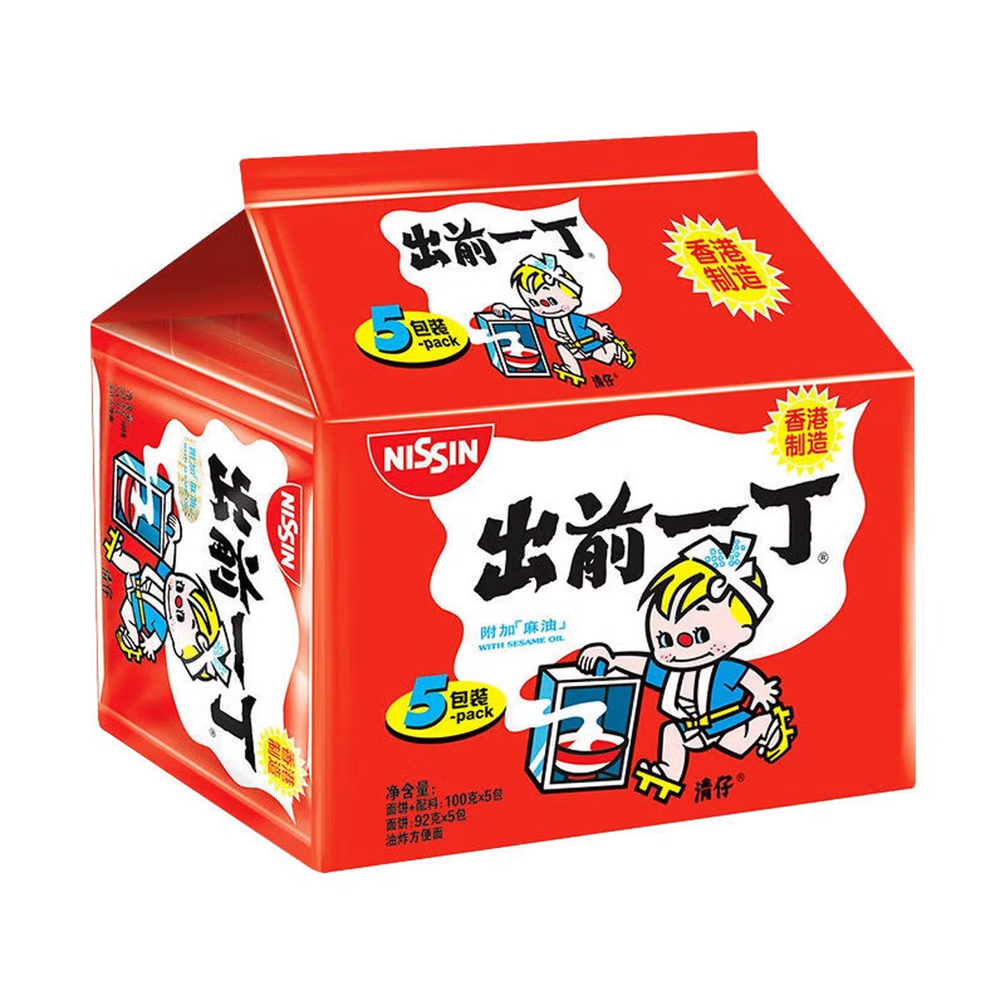 日清出前一丁麻油味方便面包装，经典港式风味速食面