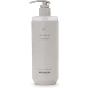 Off & Relax 温泉护发素单瓶，米色磨砂按压泵头瓶身正面图。