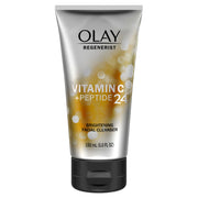 Olay 维 C 胜肽洁面乳正面包装图，白色管身展示品牌与产品名