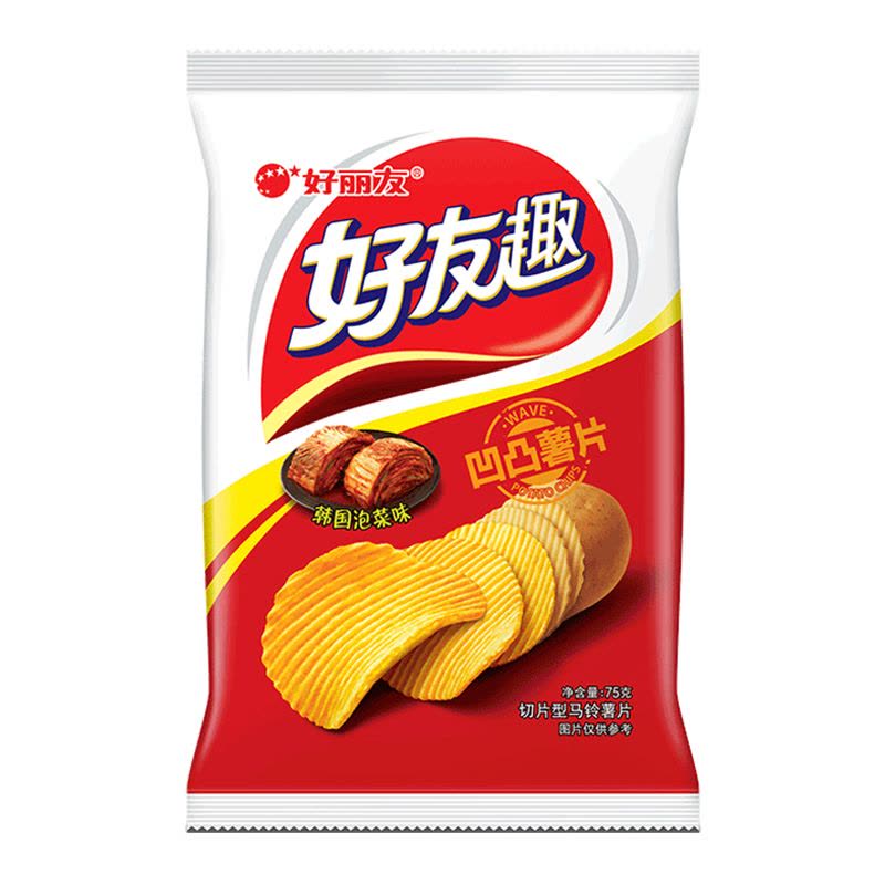 好丽友好友趣凹凸薯片泡菜味单袋包装正面图