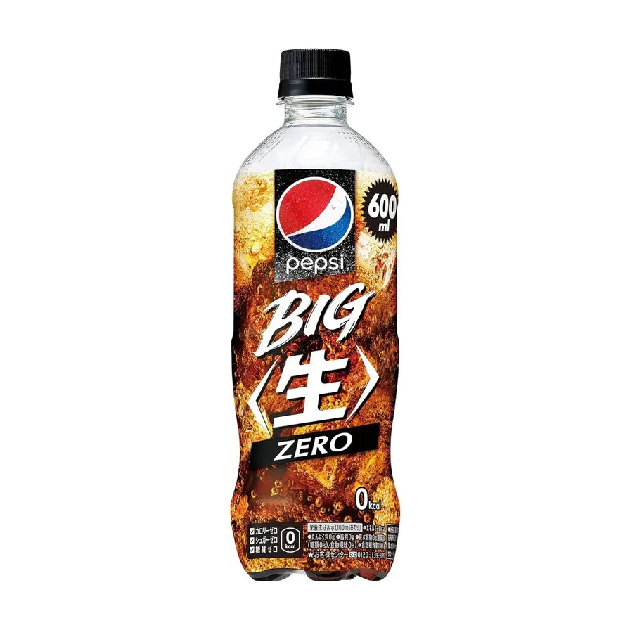 百事无糖生可乐 600ml 单瓶装，瓶身印有 BIG 生 ZERO 字样，展示清爽气泡质感。