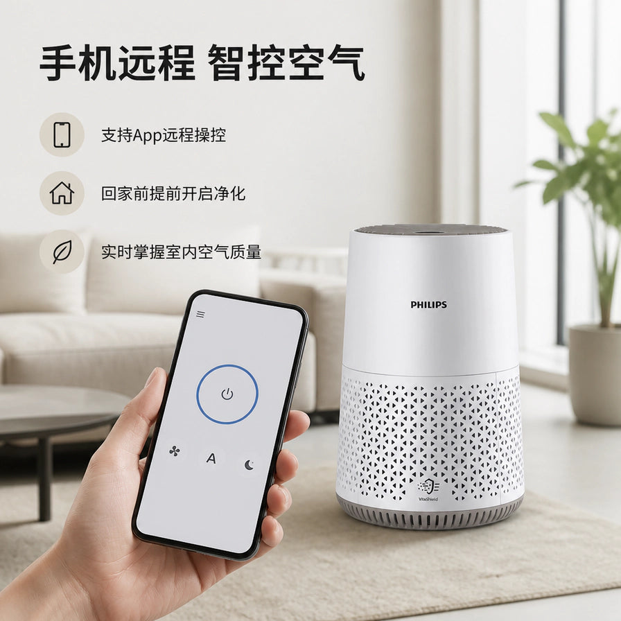 飞利浦600系列空气净化器手机远程智控卖点图