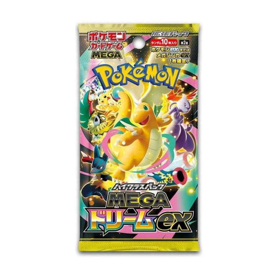Pokemon 宝可梦 TCG Mega Dream ex M2A 日版高级补充包正面图，包装印有快龙、超梦、路卡利欧等宝可梦角色及日文产品标题。
