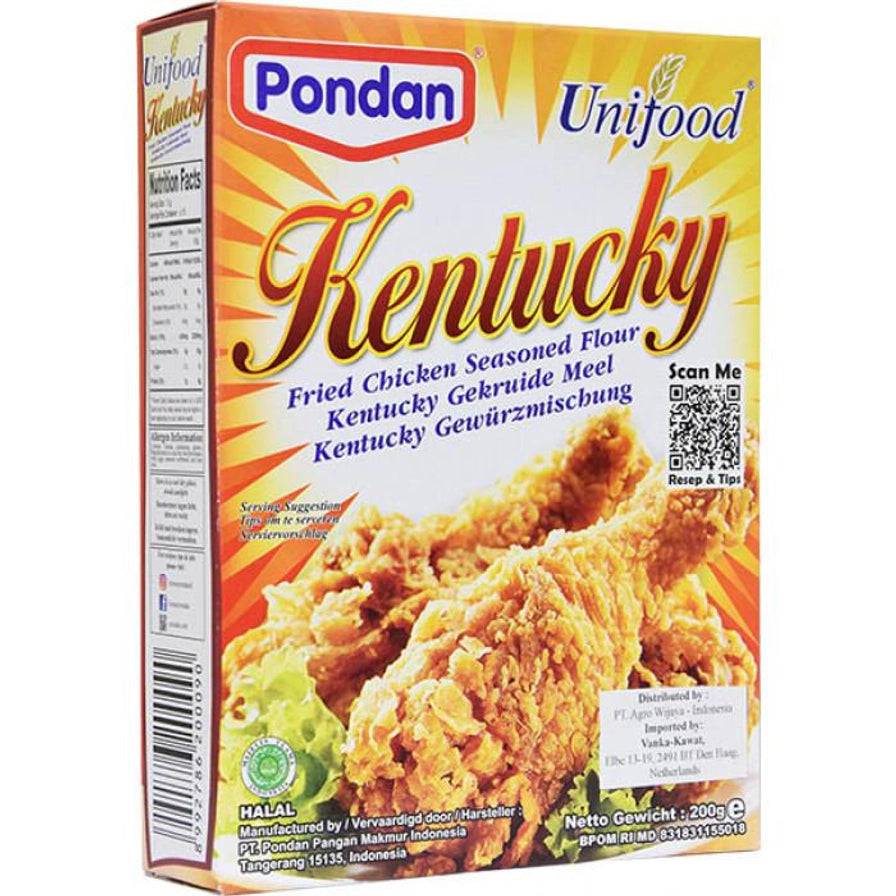 Pondan Unifood 肯德基风味炸鸡粉原味包装正面，展示具有诱人鳞片感的炸鸡块。