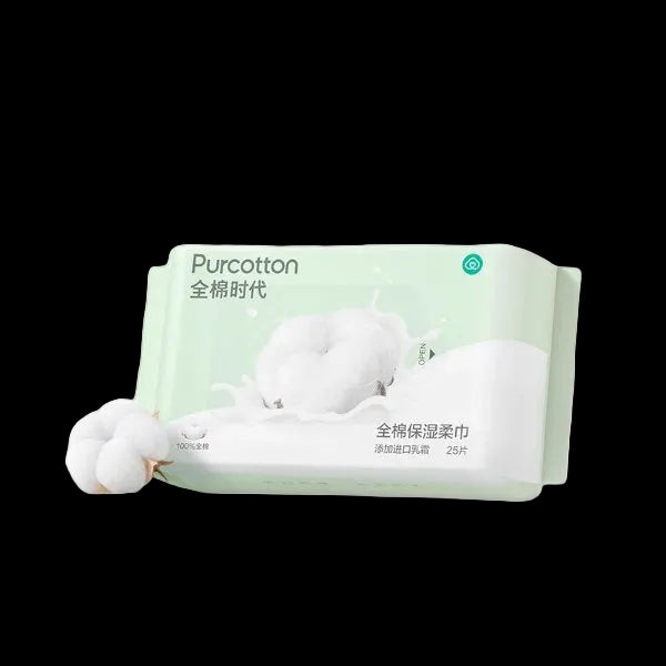 全棉时代湿巾产品展示图，白色背景下的单包商品特写