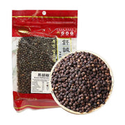 钎诚黑胡椒粒包装袋及一碗饱满的黑胡椒粒展示