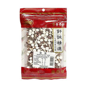 钎诚精选芡实100克透明袋装，展示颗粒圆润饱满的干货细节，包装正面印有营养成分表。