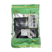钎诚天然头水紫菜包装正面图，绿色密封袋装，透明窗口可见内部深色干燥紫菜，包装印有“天然头水紫菜”和“钎诚菌菇”字样。