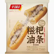 千味央厨黑芝麻糍粑油条包装正面，展示外酥里糯的冷冻早餐速食产品