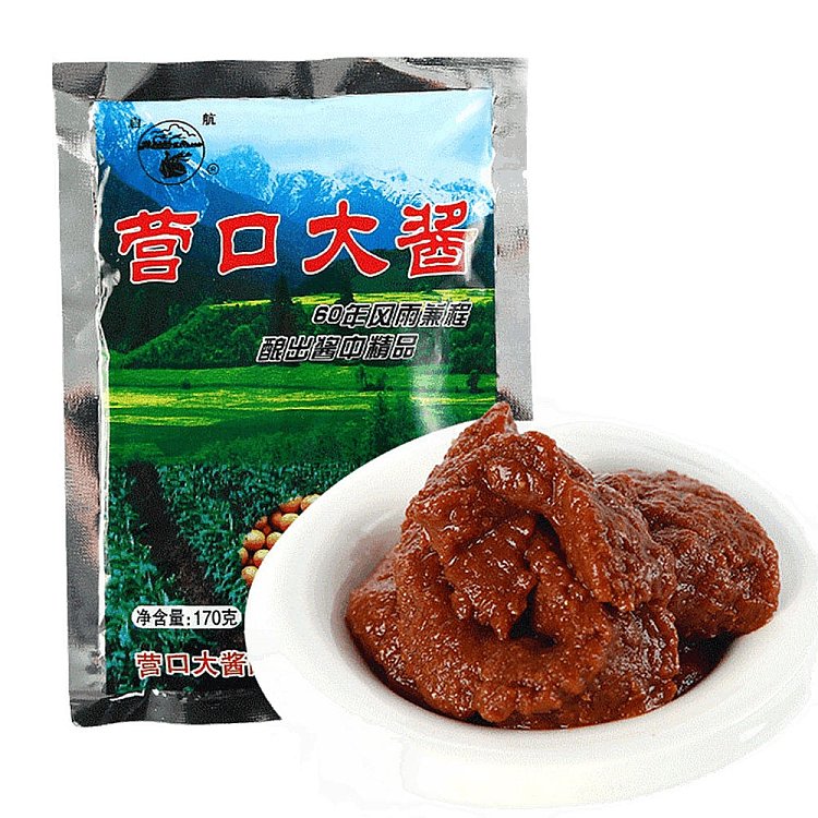 启航牌营口大酱 150g 包装正面，红亮酱体传统东北风味豆酱