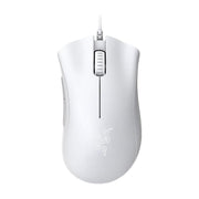 Razer雷蛇炼狱蝰蛇标准版白色新版有线鼠标俯视图，展示纯白机身、滚轮及雷蛇Logo。