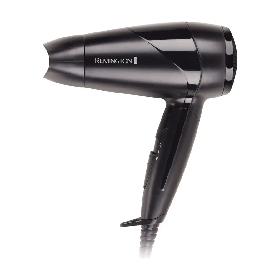 Remington Jet Setter 2000 黑色电吹风机侧面特写，展示机身流线型设计与手柄档位开关细节。