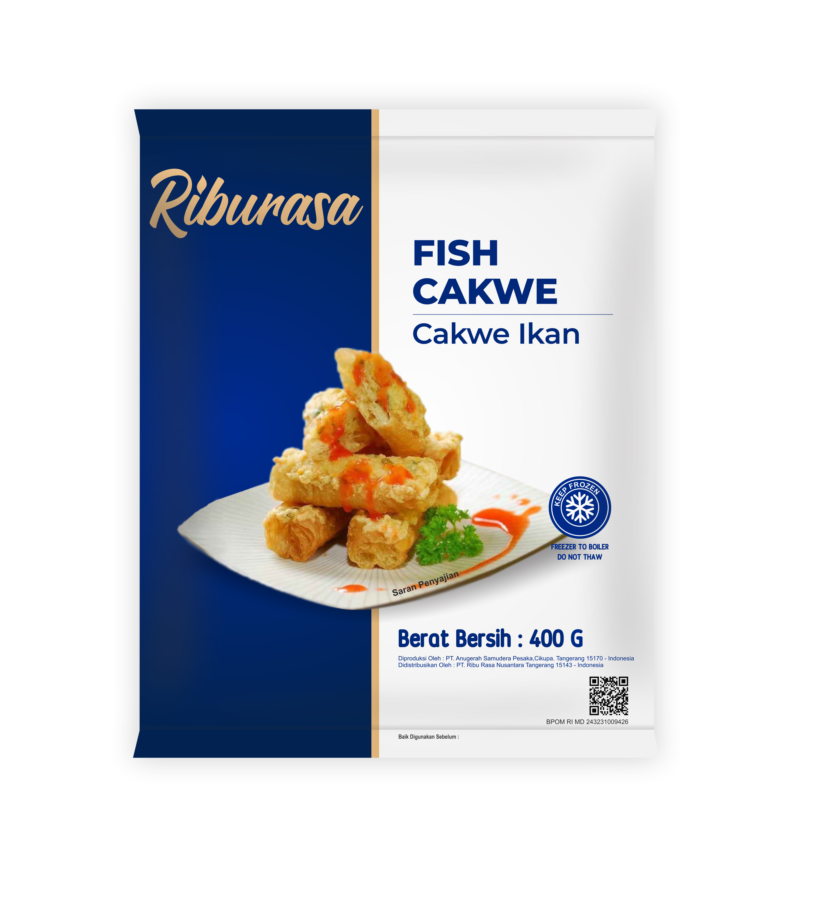 Riburasa 印尼鱼浆油条包装正面，展示冷冻酥脆点心与品牌标识