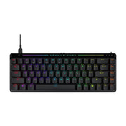 ROG 魔导士 Ace HFX 电竞磁轴键盘俯视图，展示紧凑布局、RGB 背光按键及顶部 Republic of Gamers 标识。