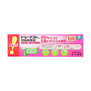乐敦制药 dotest 验孕棒 1次用包装正面，粉色包装盒上印有 99% 以上准确率和 1 分钟判定的说明。