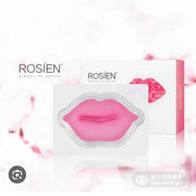 Rosien 氨基酸胶原蛋白唇膜单片包装正面图，展示果冻质地与保湿功效