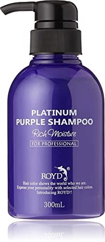 ROYD 紫色护色洗发水正面图，瓶身印有 Platinum Purple Shampoo 字样，300mL 容量。
