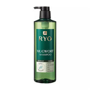吕 RYO 黄海艾草洗发水 800ml 绿色瓶身正面图，黑色泵头设计，白色背景商品展示。