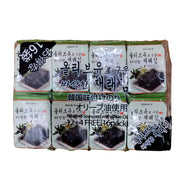 새우표橄榄油烤海苔独立小包装展示，金黄酥脆纹理清晰可见