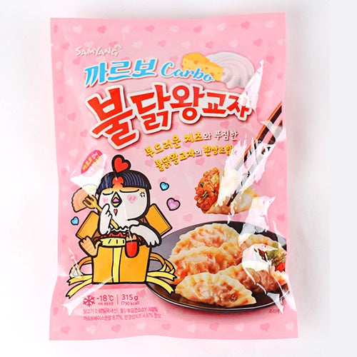 三养奶油味火鸡面水饺包装正面，粉色系设计呈现温和奶香口感