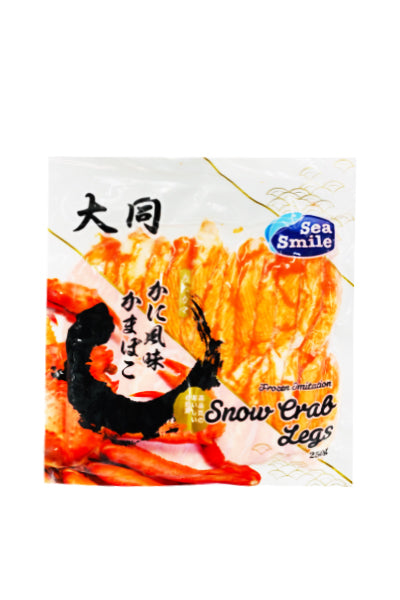 大同 Sea Smile 仿雪蟹肉棒 250g 速冻包装正面图，展示丝丝分明的蟹味柳产品外观