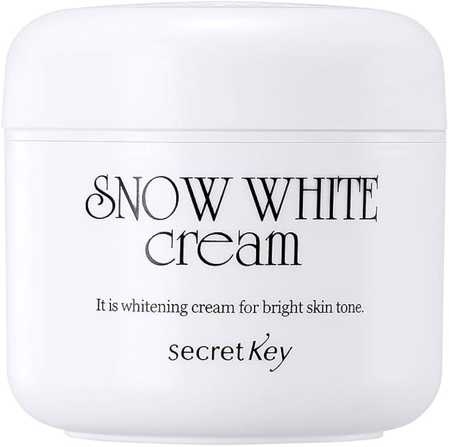 密钥 Snow White 素颜霜白色管身包装正面图，展示品牌与产品名称