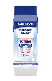Selleys Sugar Soap 清洁湿巾包装正面，展示蓝白配色袋身与产品名称。