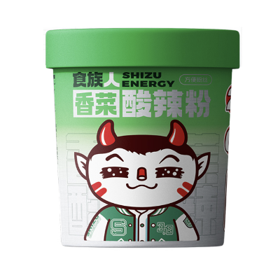 食族人香菜酸辣粉碗装速食正面包装图