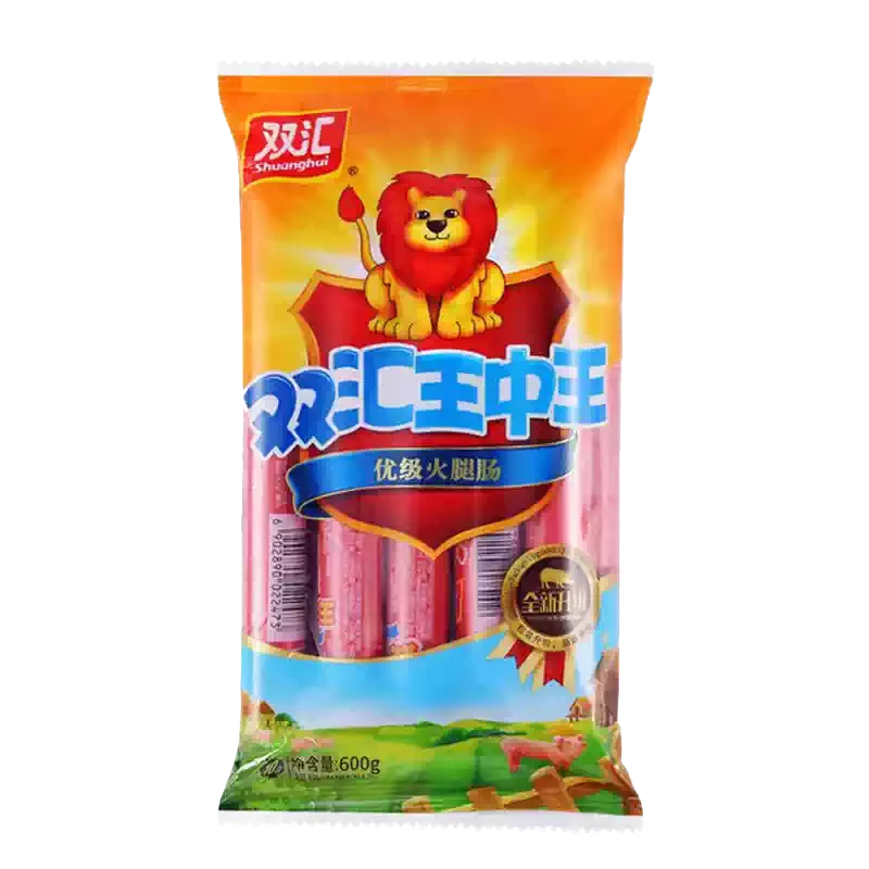 双汇王中王火腿肠 400g 包装正面图，红色经典包装展示品牌与产品规格