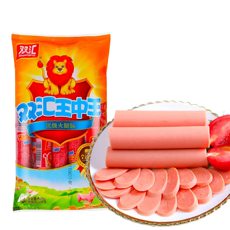 双汇王中王火腿肠切片展示图，呈现肉质纹理与内部结构